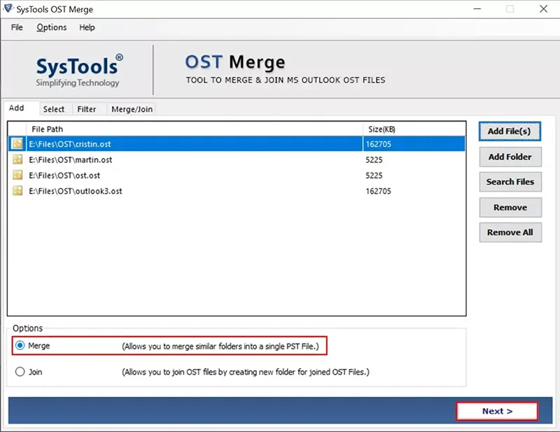 Join multiple OST file