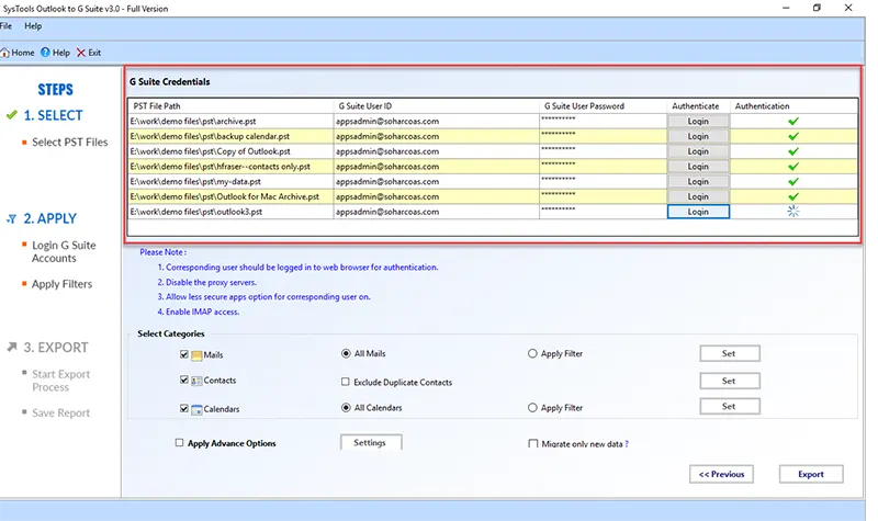 Validate Gmail Credentials