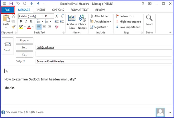 Go to File to Examine PST File