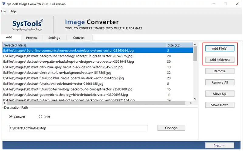 select add file or folder