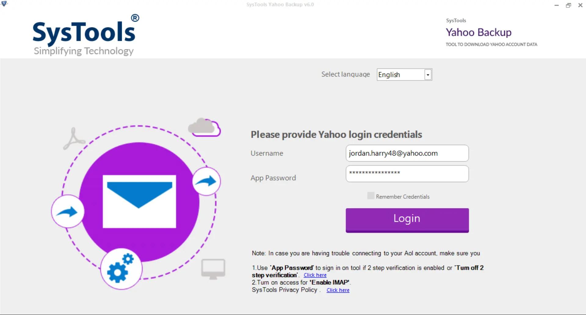 add yahoo password 