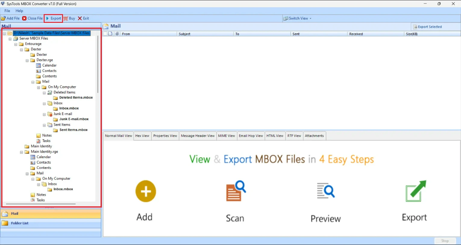 click export button