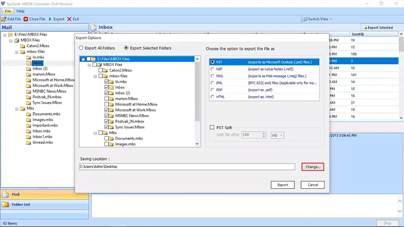 Location to Open MBOX in Outlook