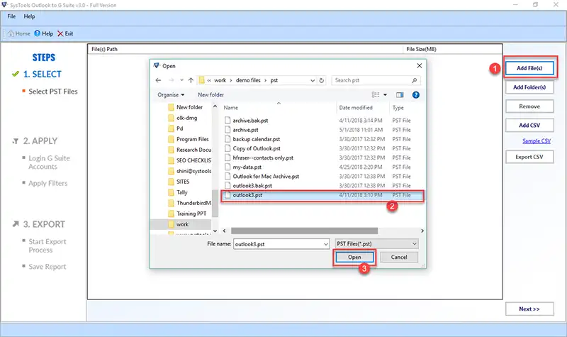 add .pst file