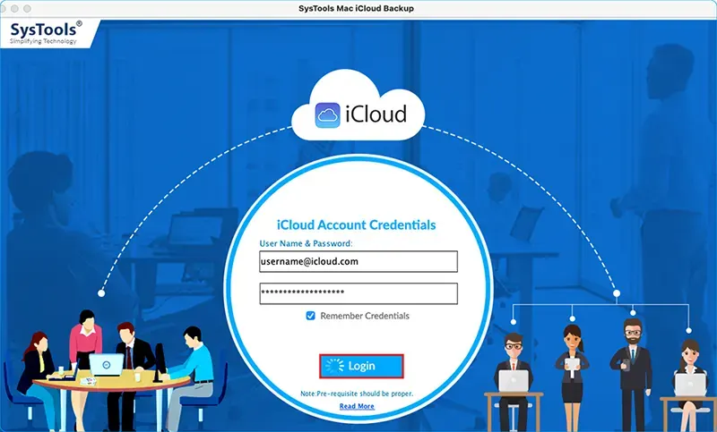 click on login to convert iCloud file to PDF