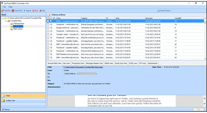 display emails