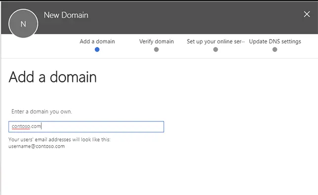 enter domain name