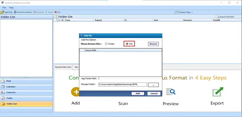 select add files or folders