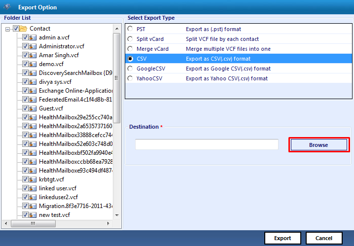 select csv file