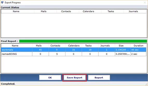 Save Export Report