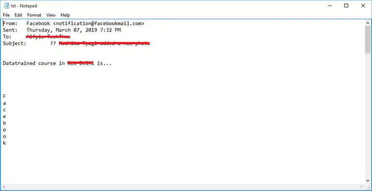 View Email of PST to TXT