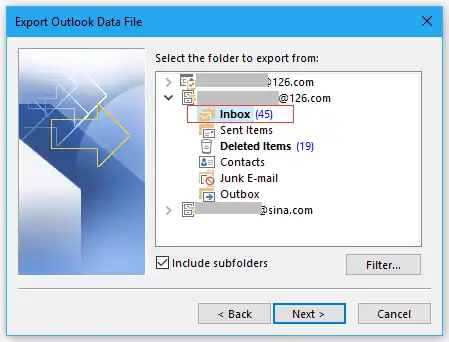 select the mailbox to save