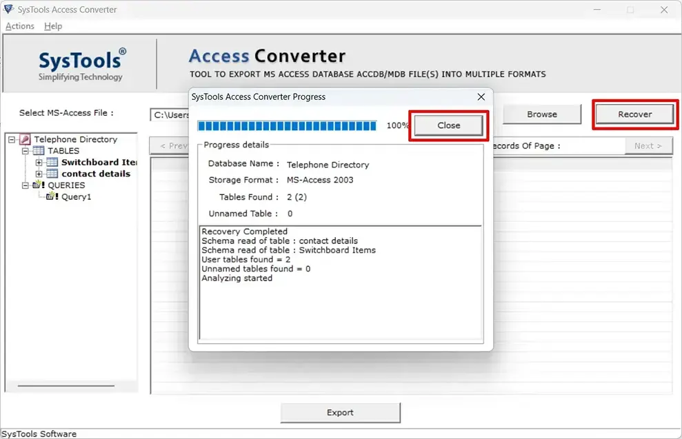 Preview Access File Database