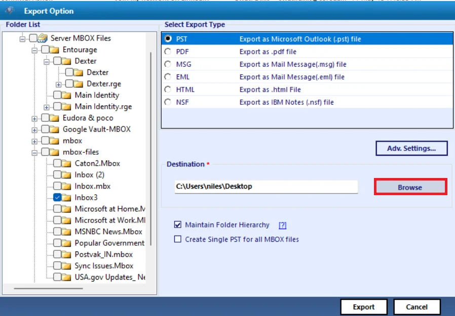 change path for output