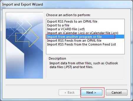 import from program