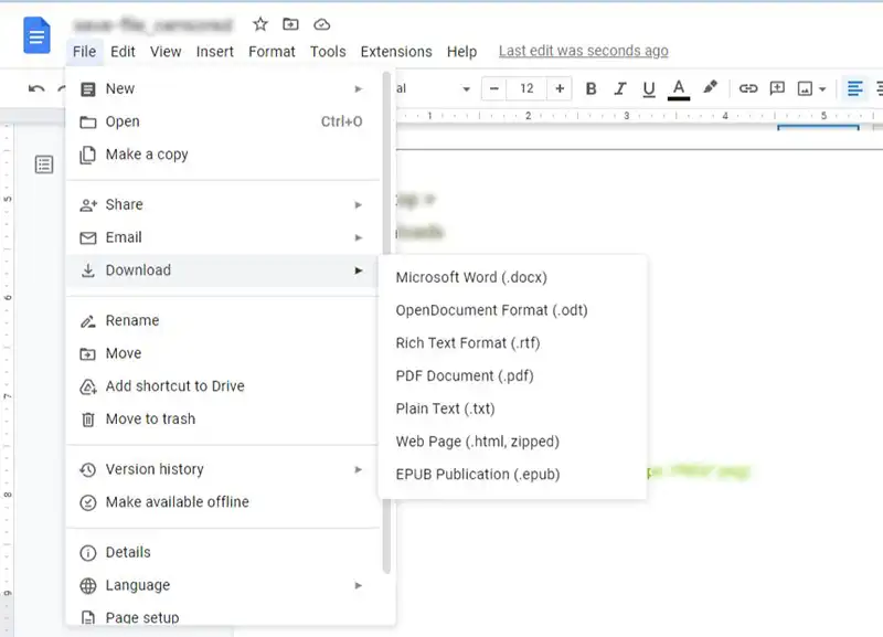 choose doc format