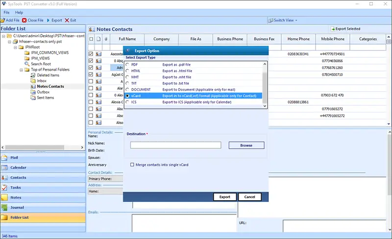 export option greyed out