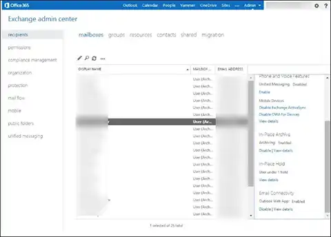 Recipients option