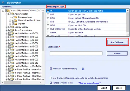 click on advance settings