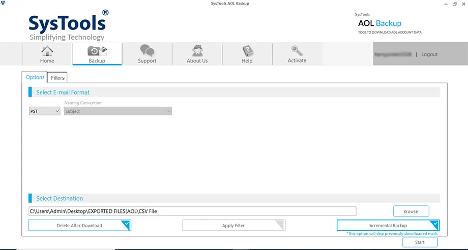 apply delete after download and incremental backup featues as per choice