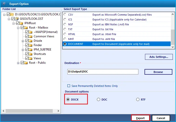 Convert OST to DOCX Format