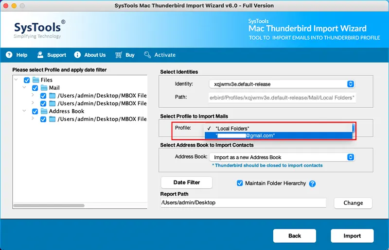 select thunderbird profile