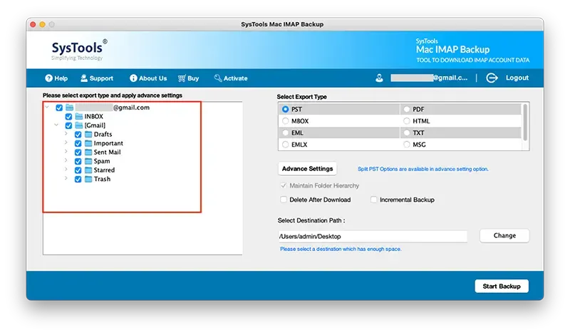 Download Emails from GMX Options