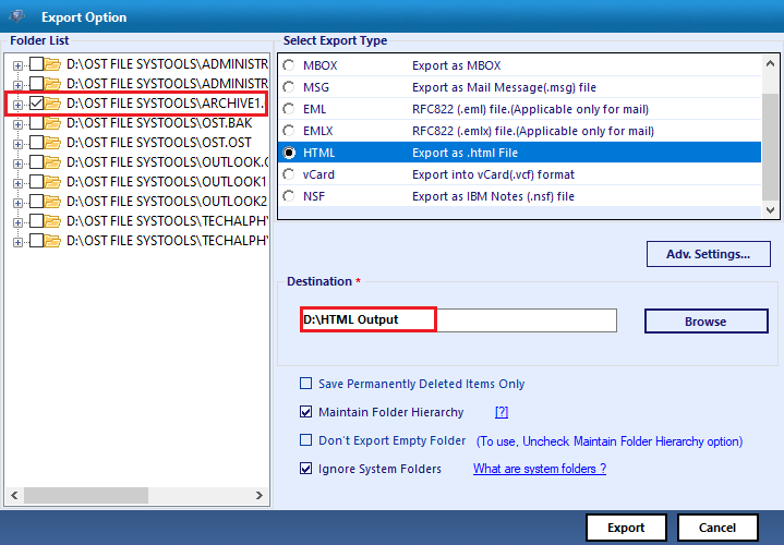 OST to HTML converter