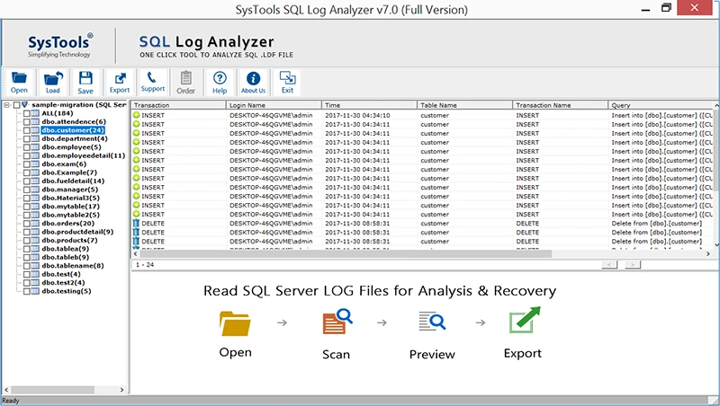 preview log data