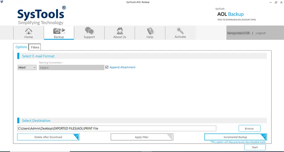 select delete after download and incremental backup option as per requirement