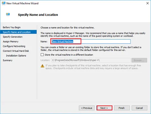 create virtual machine