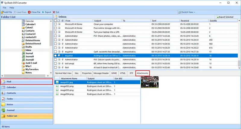 scan outlook OST file