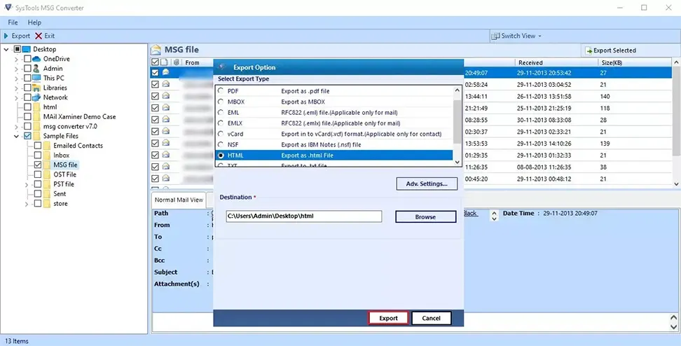 convert MSG file