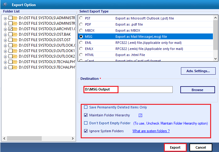 ost to msg exporter