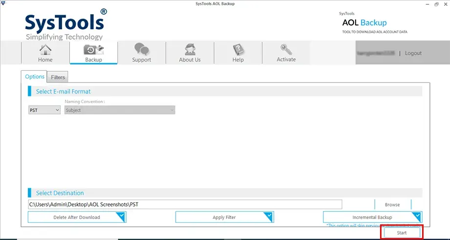 backup AOL data