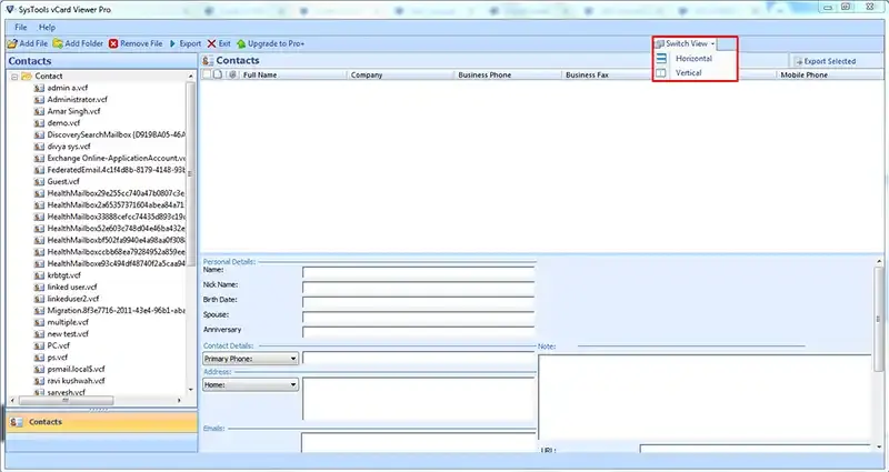 preview contacts details