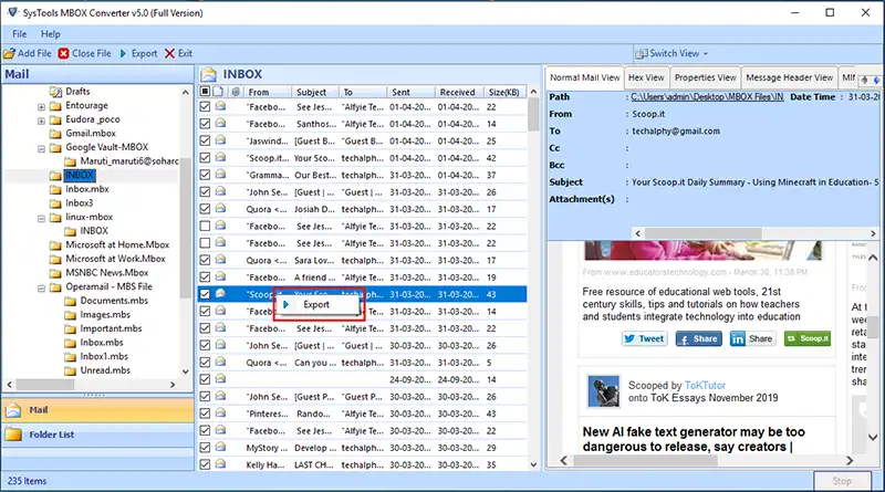 export all folder