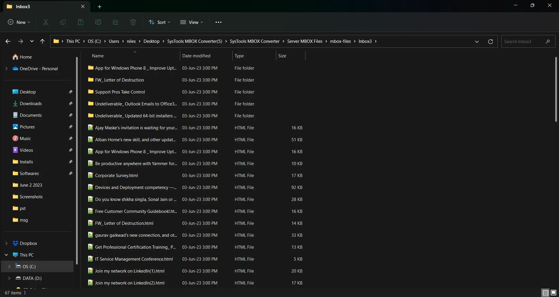 open destination folder