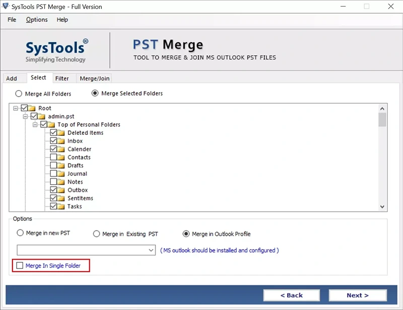 merge different pst files