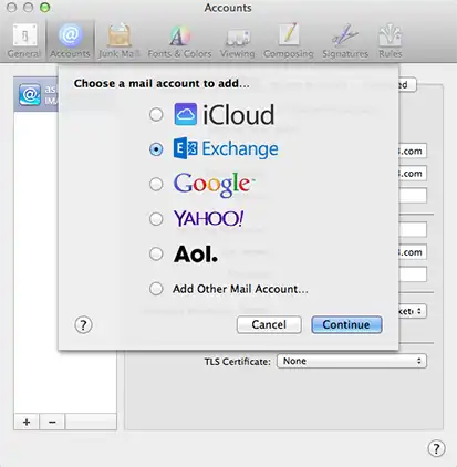 Select Exchange option