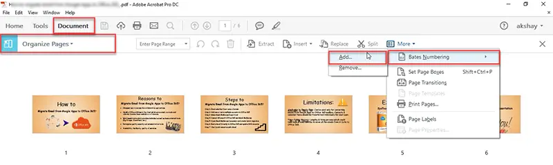 Bates numbering option