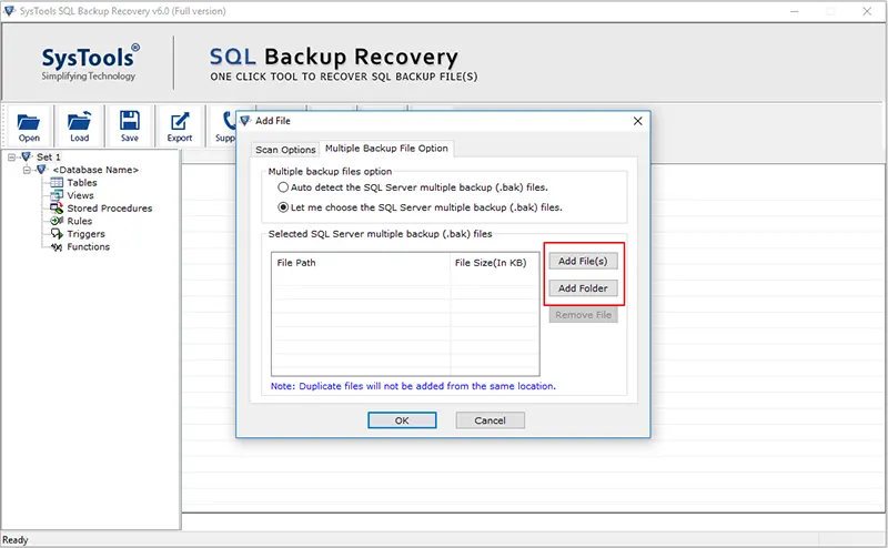 restore multiple bak file