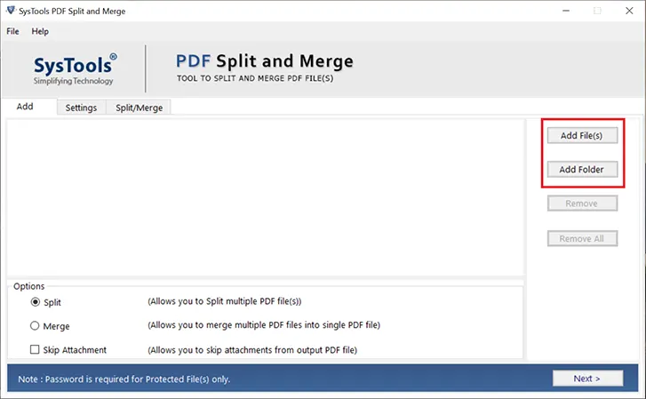 tab add files or folders feature