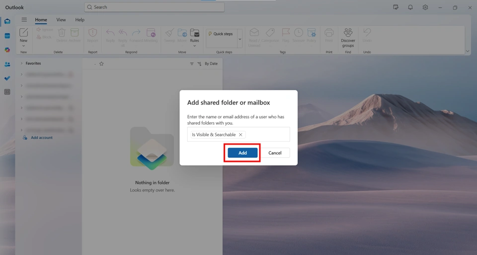 'New' Outlook: Search for shared mailbox.