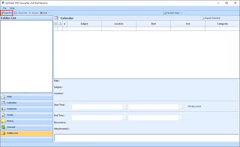 Add PST file in Software
