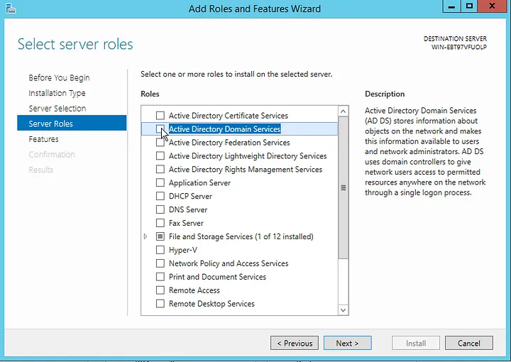 Complete Server Role Selection