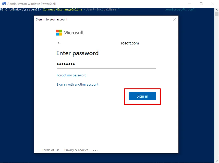 Connect PowerShell and Whitelist Outlook Email