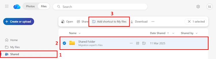 Add Shortcut to OneDrive Web