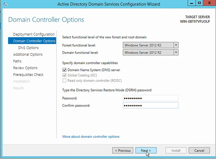 Domain Controller Options