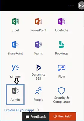 Login to Admin Centre